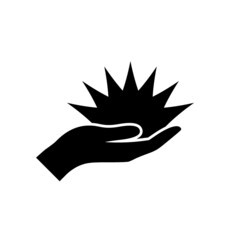 Lotus in hand icon isolated on white background