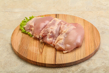 Raw chicken boneless and skinless leg