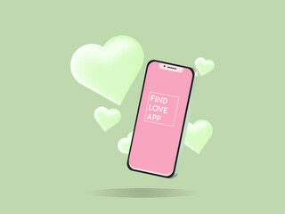 3d mock up smartphone design with love bubble