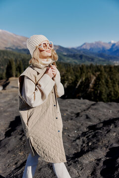 woman fashion glasses mountain top nature freedom lifestyle