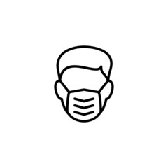 Mask icon. Medical mask sign and symbol. Man face with mask icon. Safety breathing mask