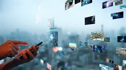 Smart phone and digital contents concept. Video distribution service. - Powered by Adobe