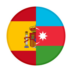Obraz premium round icon with spain and azerbaijan flags. vector illustration isolated on white background