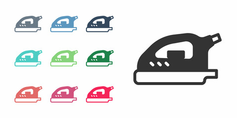 Black Electric iron icon isolated on white background. Steam iron. Set icons colorful. Vector