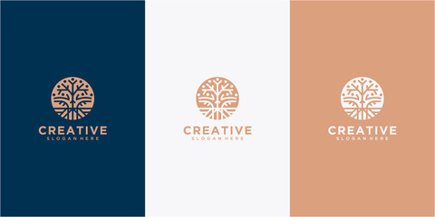 Tree vector icon. Nature trees vector illustration logo design. oak logo design template