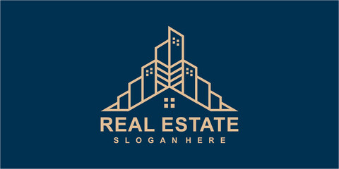 Building construction business logo. Geometric line logo. Vector template, real estate logo. building logo