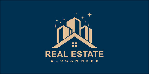 Fototapeta premium Real estate commercial and residential building logo design template vector illustration. real estate building logo design
