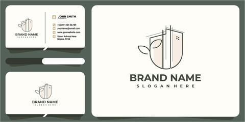 Green city logo, business card, icon, health, place, building, Premium Vector, building nature logo