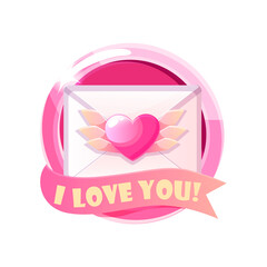 Valentine's Day envelope letter icon with wings.