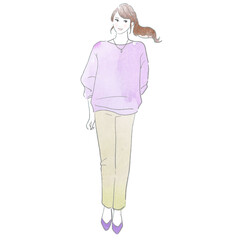 若い女性のポーズベクターイラスト