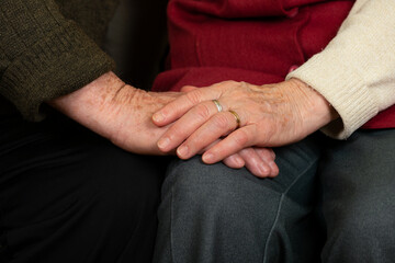 Elderly couple's hands
