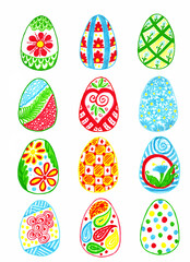 Easter eggs set collection isolated on white background pastel colors icons