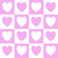 seamless pattern with pink and white hearts, pink and white heart seamless vector, abstract background, for fabric, paper, wrapping.