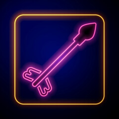 Glowing neon Medieval arrows icon isolated on black background. Medieval weapon. Vector