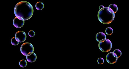 Material of black background and seven-colored soap bubbles_02