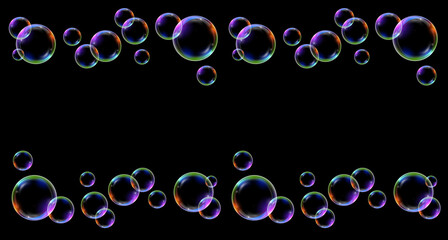 Material of black background and seven-colored soap bubbles_03