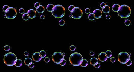 Material of black background and seven-colored soap bubbles_03