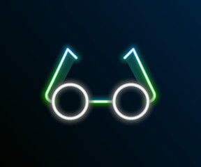 Glowing neon line Glasses icon isolated on black background. Eyeglass frame symbol. Colorful outline concept. Vector