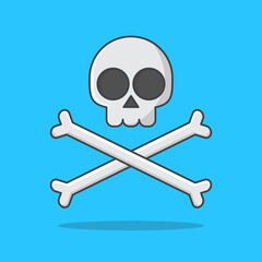 Skull With Crossbones Vector Icon Illustration. Pirate Emblem
