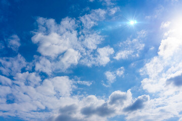Background material of the sun, the refreshing blue sky and clouds_14