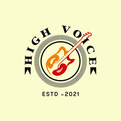 high voice guitar tongue illustration logo design