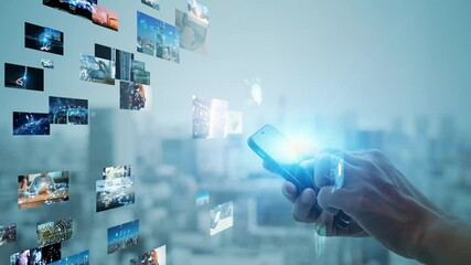 Smart phone and digital contents concept. Video distribution service.