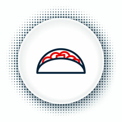 Line Taco with tortilla icon isolated on white background. Traditional mexican fast food menu. Colorful outline concept. Vector