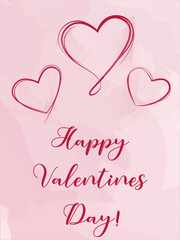 Vector watercolor Valentine's day card with hearts