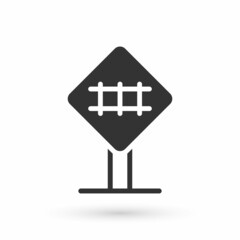 Fototapeta premium Grey Railroad crossing icon isolated on white background. Railway sign. Vector