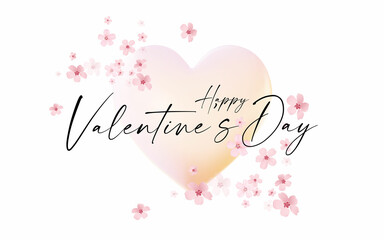 Happy Valentine's day design with soft heart, flowers and petals