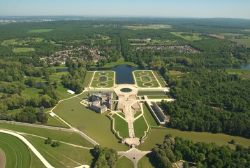 Chateau de Chantilly from the Sky - obrazy, fototapety, plakaty