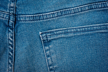 Fototapeta premium Close up of blue denim texture with sewing.