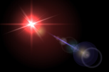 Vector lens flare isolated on black background