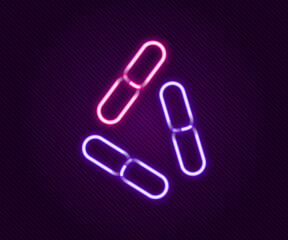 Glowing neon line Virus icon isolated on black background. Corona virus 2019-nCoV. Bacteria and germs, cell cancer, microbe, fungi. Colorful outline concept. Vector