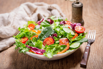 plate of salad with fresh vegetables