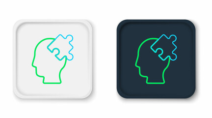 Fototapeta premium Line Solution to the problem in psychology icon isolated on white background. Puzzle. Therapy for mental health. Colorful outline concept. Vector