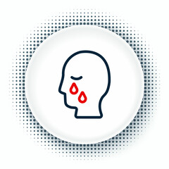 Line Man graves funeral sorrow icon isolated on white background. The emotion of grief, sadness, sorrow, death. Colorful outline concept. Vector
