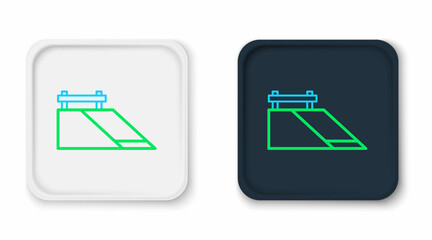 Line Skate park icon isolated on white background. Set of ramp, roller, stairs for a skatepark. Extreme sport. Colorful outline concept. Vector