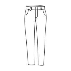Hand drawn classic pants illustration in vector. Doodle trousers icon in vector.