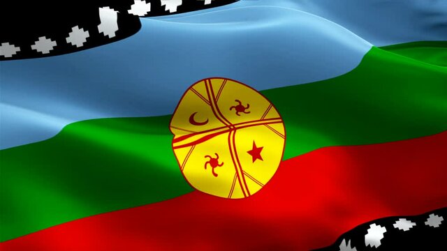 Mapuche Araucania flag. National 3d Mapuche Araucania flag waving seamless loop animation. Mapuche Araucania flag HD Background Slow Motion video. Mapuche Araucania flag Closeup 1080p HD video for
