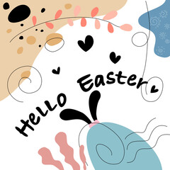 Happy Easter with eggs patterns and cute bunnies Designed in doodle and abstract style for card patterns, posters, banners, covers, printed fabrics, pillow patterns, frames and more.