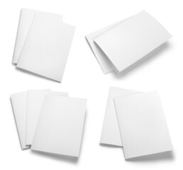 Collection of folded paper sheets, isolated on white background