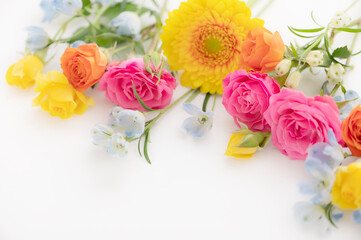 カラフルな花　背景素材