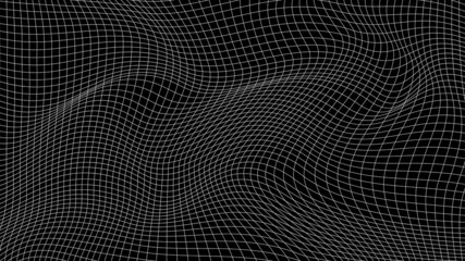 Abstract distorted wireframe wave. Vector curve surface background. Technology grid pattern. Mesh wave.