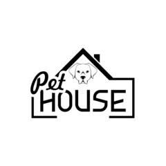 Pet House logo or Pet shelter icon isolated on white background