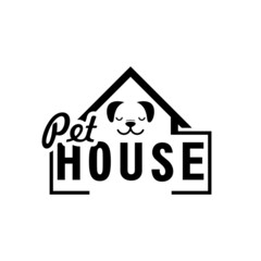 Pet House logo or Pet shelter icon isolated on white background
