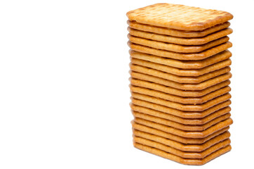 Stack of crackers isolated on white background