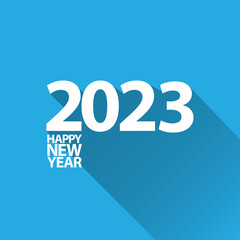 2023 Happy new year creative design background or greeting card with text. Vector 2023 new year numbers isolated on blue background