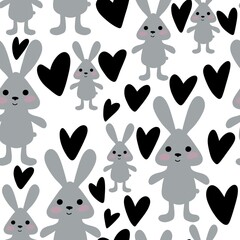 Bunnies seamless rabbits pattern for fabrics and textiles and packaging and gifts and cards and linens and kids