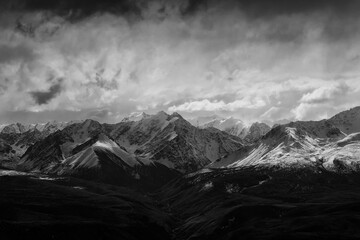 mountains snowy peaks, abstract landscape winter view